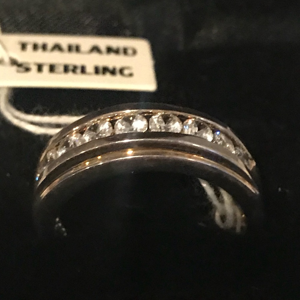 Sterling Silver Diamonique Style Wedding Band